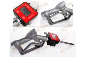 Fuel Gasoline Diesel Petrol Oil Gun Manual Nozzle Dispenser w/Digital Flow Meter